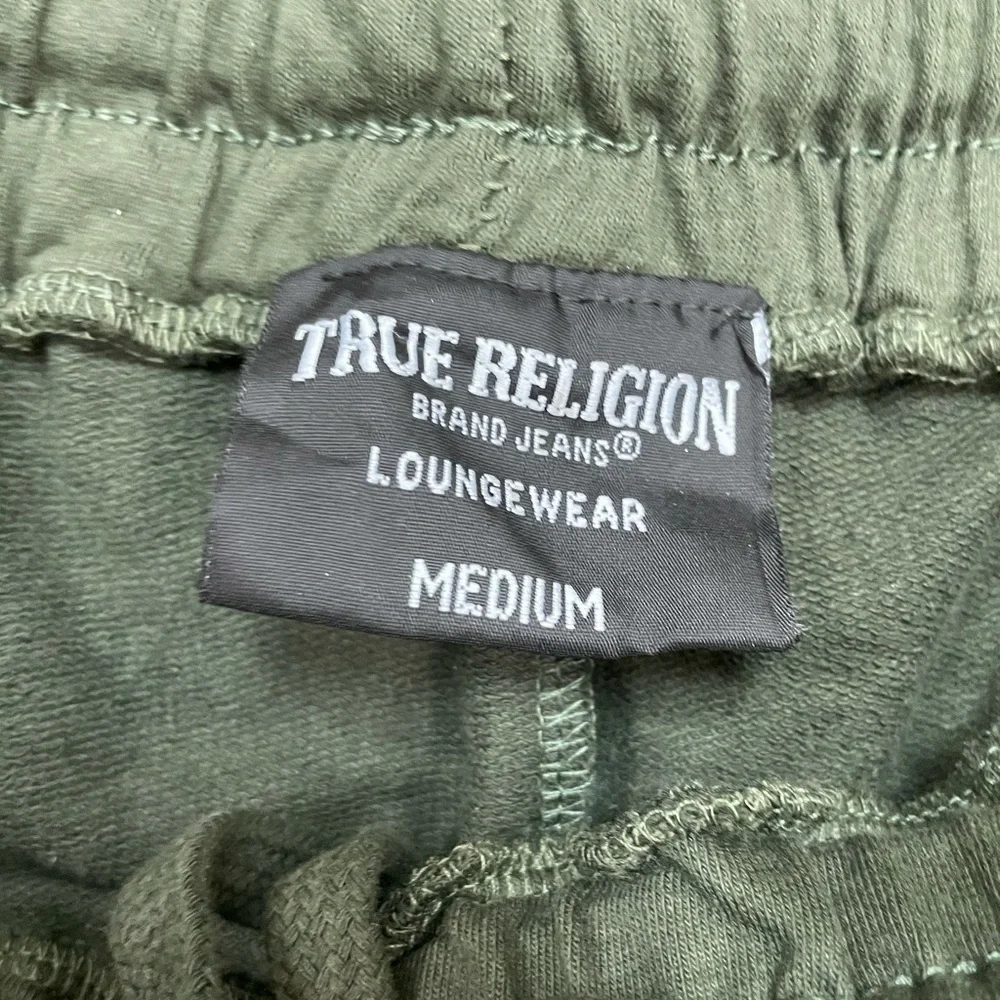 New True Religions Olive Green gold sweat shorts